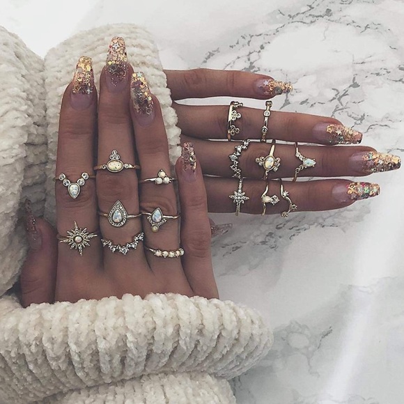 16-Piece Vintage Boho Ring Stack - Picture 2 of 5